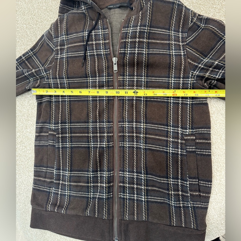 Marc by Marc Jacobs Plaid Zip-Up Hoodie Jacket – Brown & Navy - Picture 6 of 10